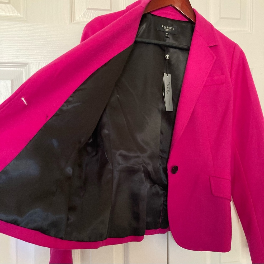 NWT Talbots The Kate Fit Vibrant Pink Wool Blazer Jacket 10 Petite - Picture 4 of 6